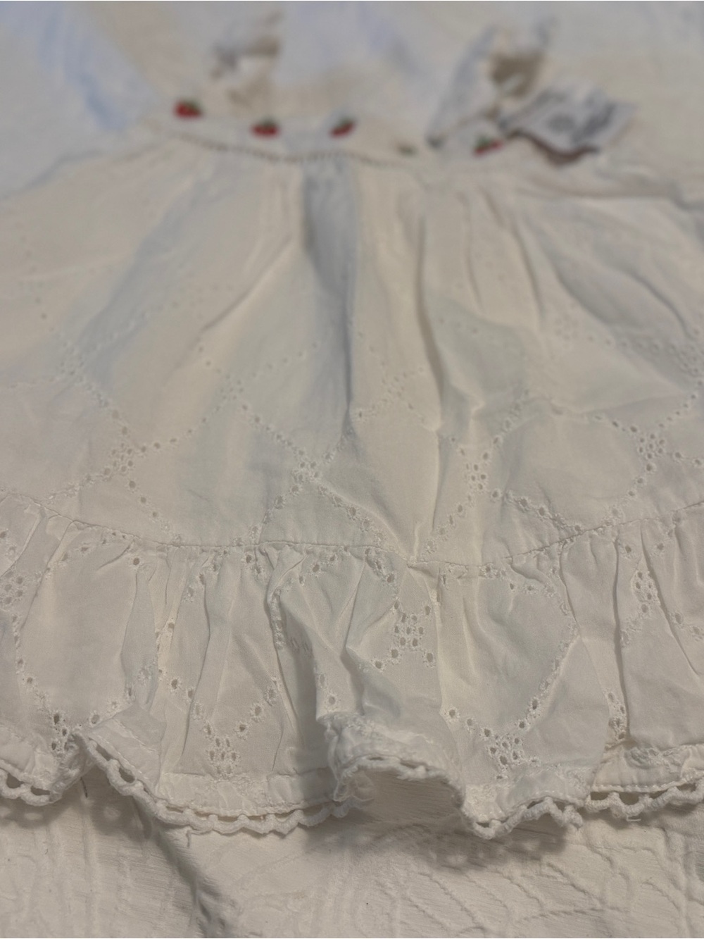 Cupcakes and Cashmere White Strawberry Eyelet Baby Dress | 12 Months - Picture 3 of 7